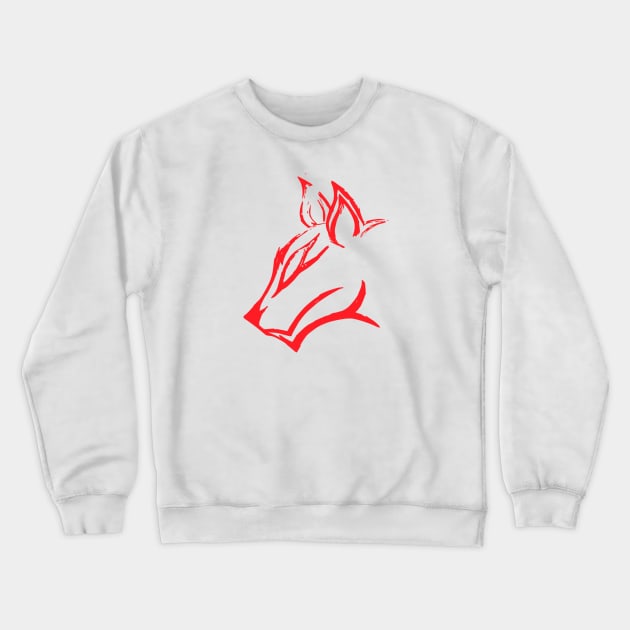 Hand Drawn Wolf - Red Crewneck Sweatshirt by maritox09